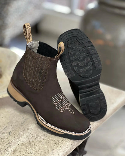 Rugged Leather Look Cowboy Boots for Men and Women