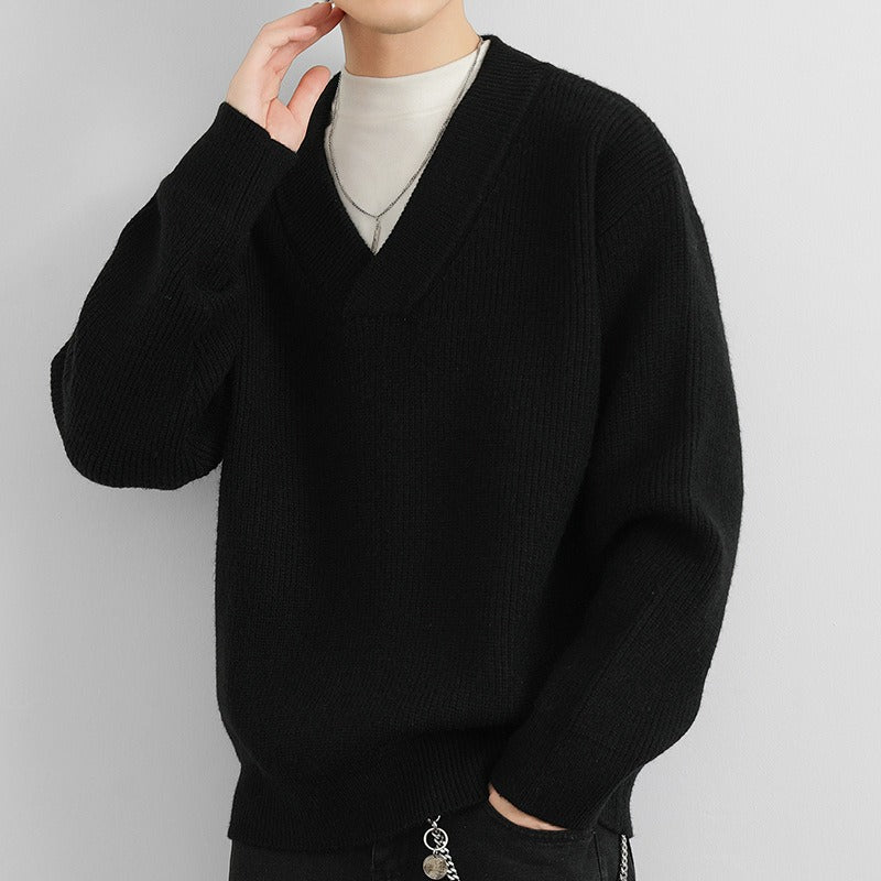 Timeless V-Neck Cable Knit Sweater - OutfitLondon