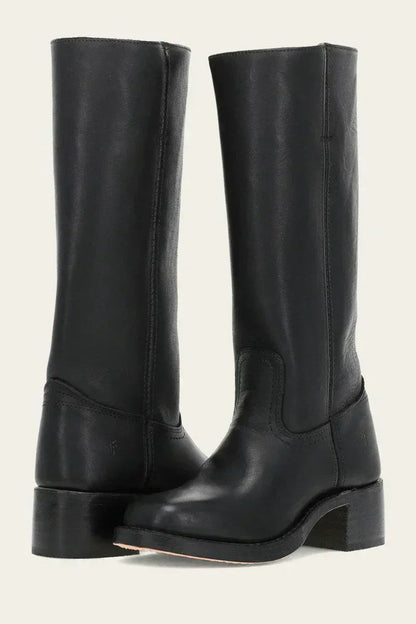 Stylish Women's Black Knee High Boots with Low Heel