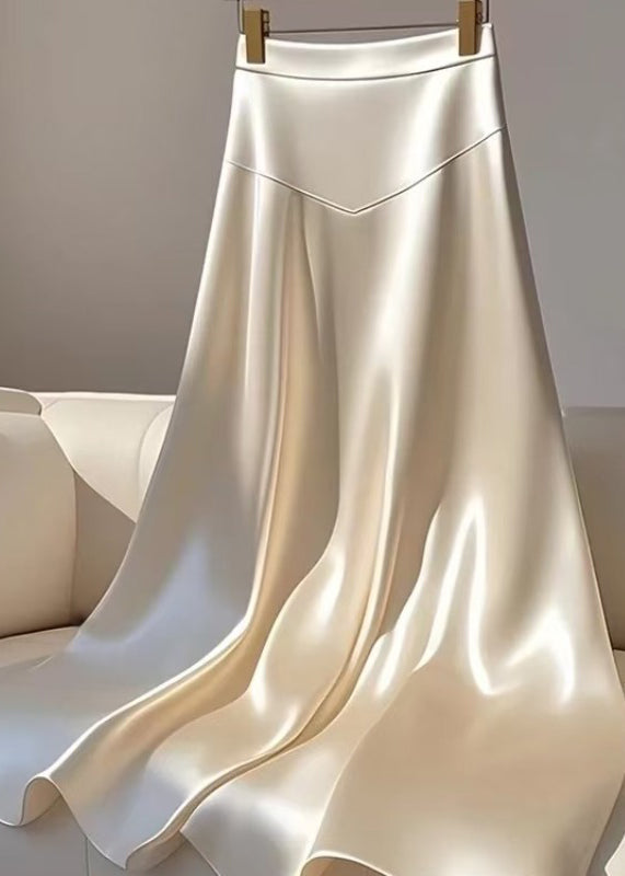 Women's Silk Maxi Skirt Champagne Patchwork - OutfitLondon