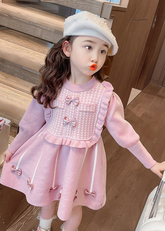 Girls Patchwork Cotton Maxi Dress Rose Pink - OutfitLondon