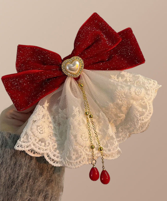 Women's Red Crystal Hairpin Alloy Knot - OutfitLondon