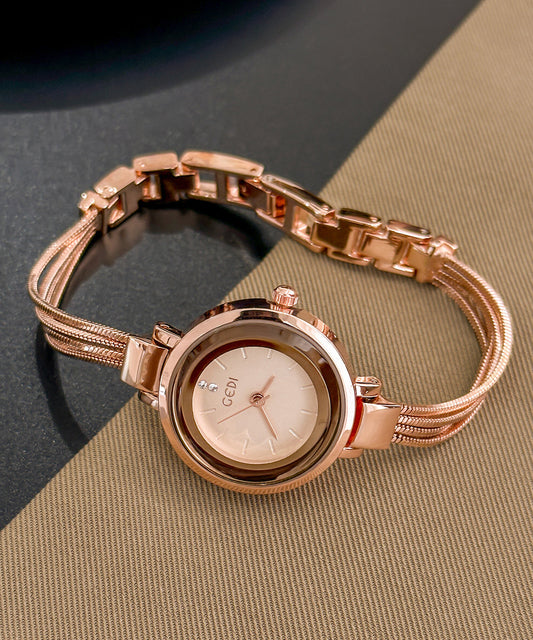 Ladies Asymmetric Rose Watch Quartz Movement Hardlex Crystal - OutfitLondon