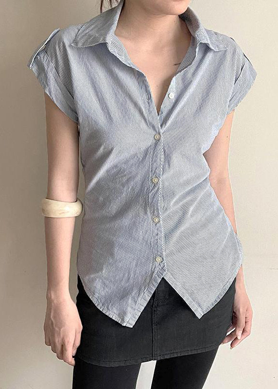 Women's Cotton Striped Blouse Breathable White - OutfitLondon