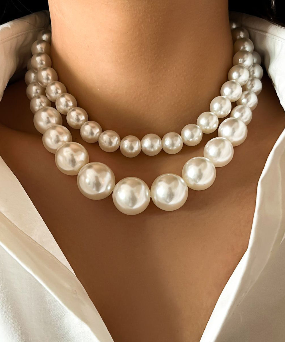 Women's Stainless Steel Pearl Necklace White - OutfitLondon