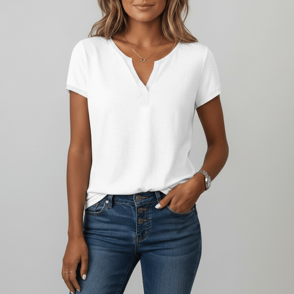 Casual Women's V Neck Summer Top - OutfitLondon