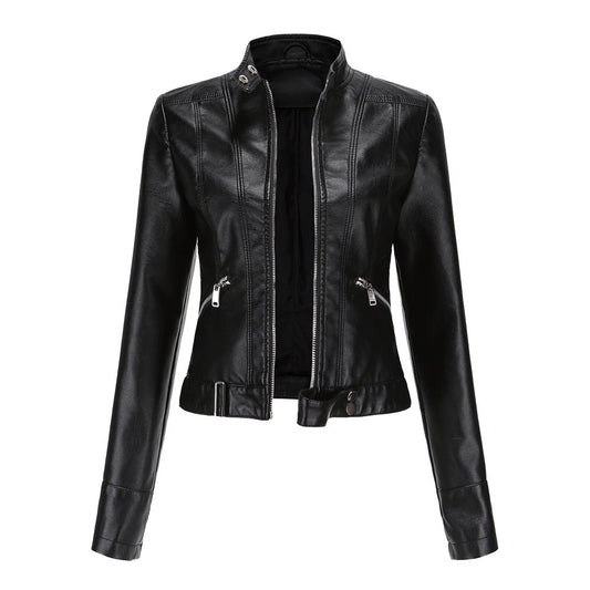 Slim Fit Women's Leather Jacket - OutfitLondon