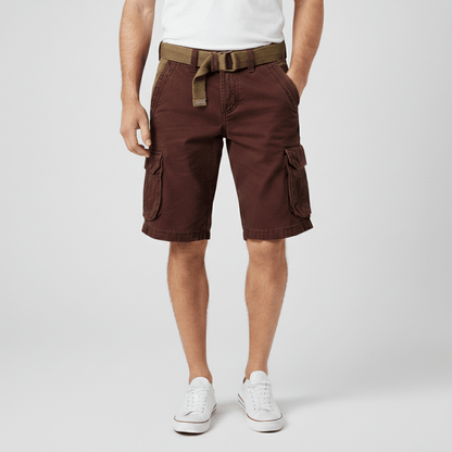 Relaxed Fit Cargo Shorts with Side Pockets and Belt