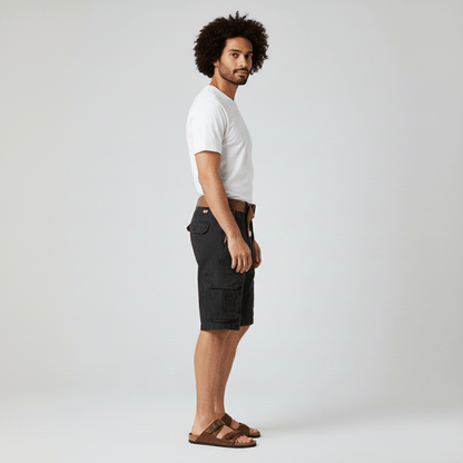 Relaxed Fit Cargo Shorts with Side Pockets and Belt