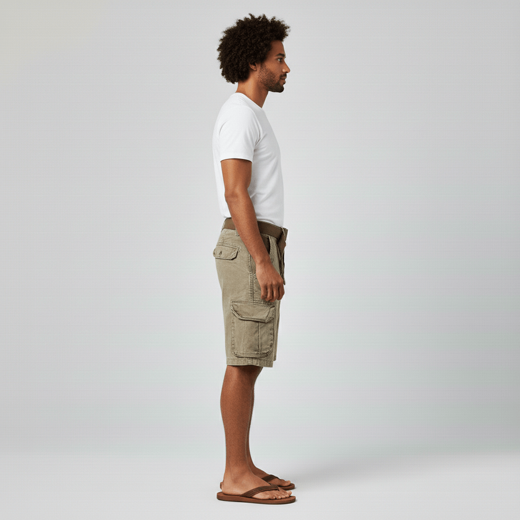 Relaxed Fit Cargo Shorts with Side Pockets and Belt