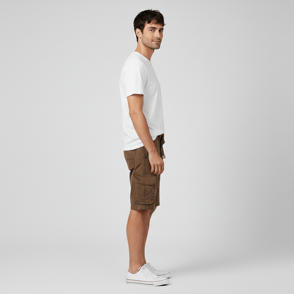 Relaxed Fit Cargo Shorts with Side Pockets and Belt