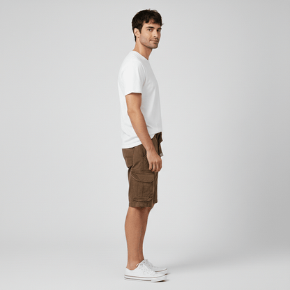 Relaxed Fit Cargo Shorts with Side Pockets and Belt