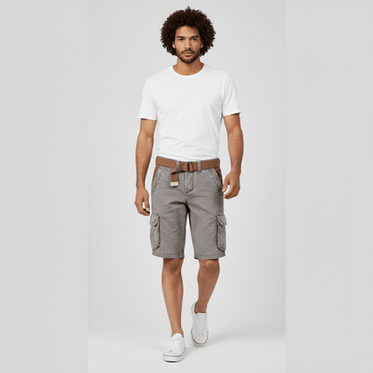 Relaxed Fit Cargo Shorts with Side Pockets and Belt