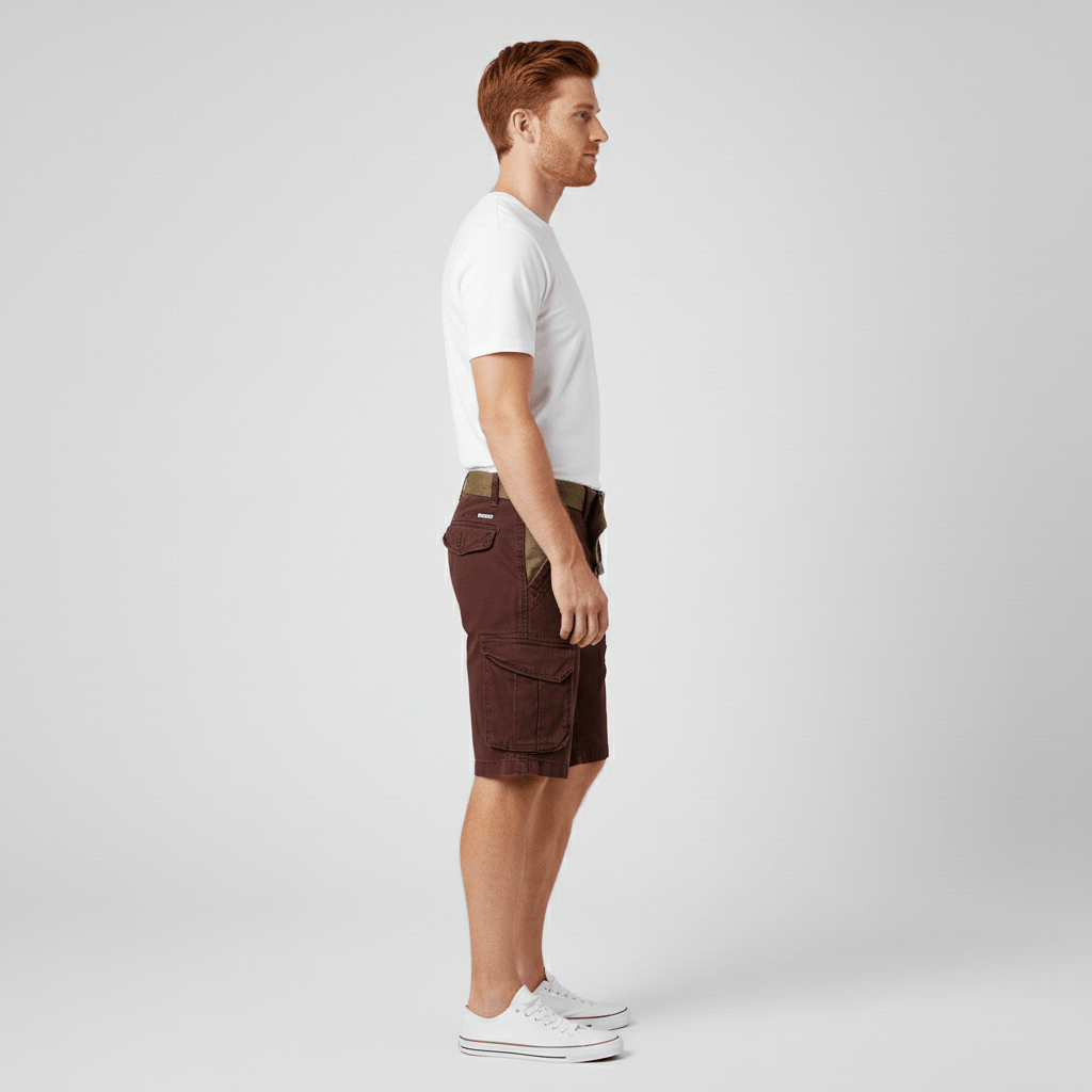Relaxed Fit Cargo Shorts with Side Pockets and Belt