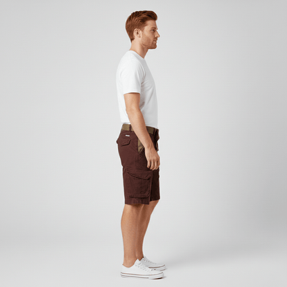 Relaxed Fit Cargo Shorts with Side Pockets and Belt