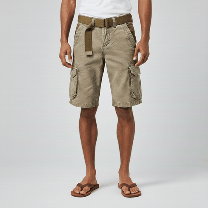 Relaxed Fit Cargo Shorts with Side Pockets and Belt