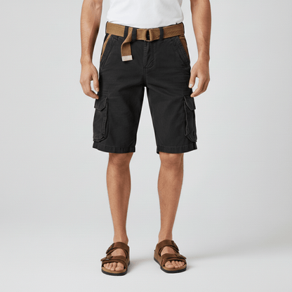 Relaxed Fit Cargo Shorts with Side Pockets and Belt