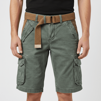 Relaxed Fit Cargo Shorts with Side Pockets and Belt