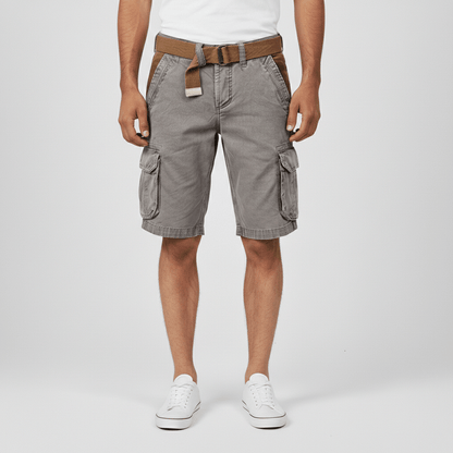 Relaxed Fit Cargo Shorts with Side Pockets and Belt