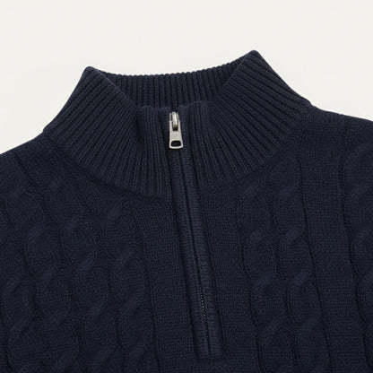 Classic Cable Knit Men's Zip Sweater