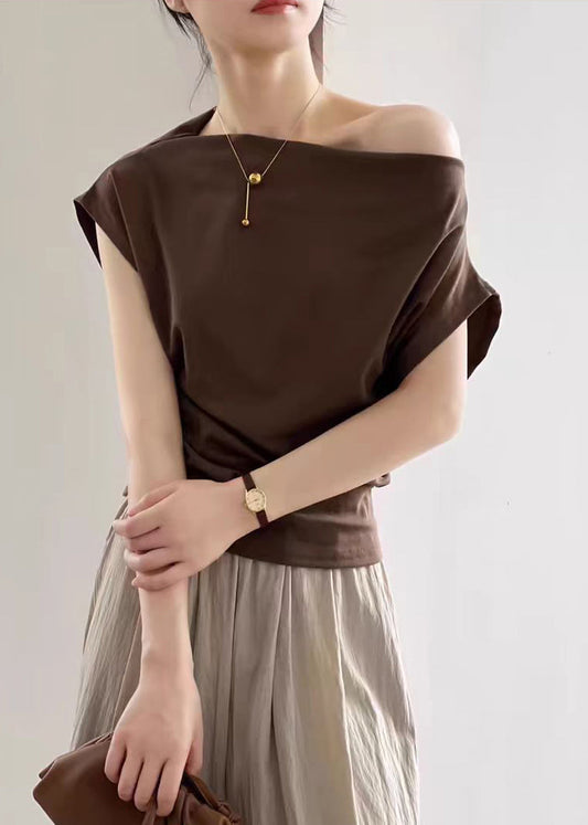 Women's Cotton Off Shoulder Tee Breathable Loose Fit - OutfitLondon
