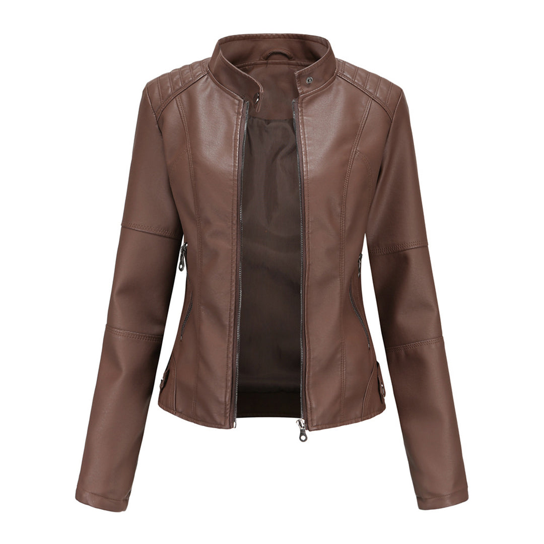 Trendy Black Faux Leather Motorcycle Jacket