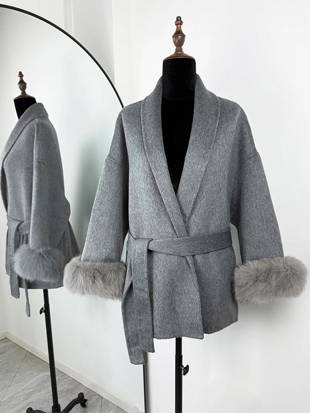 Classic Belted Wool Trench Coat