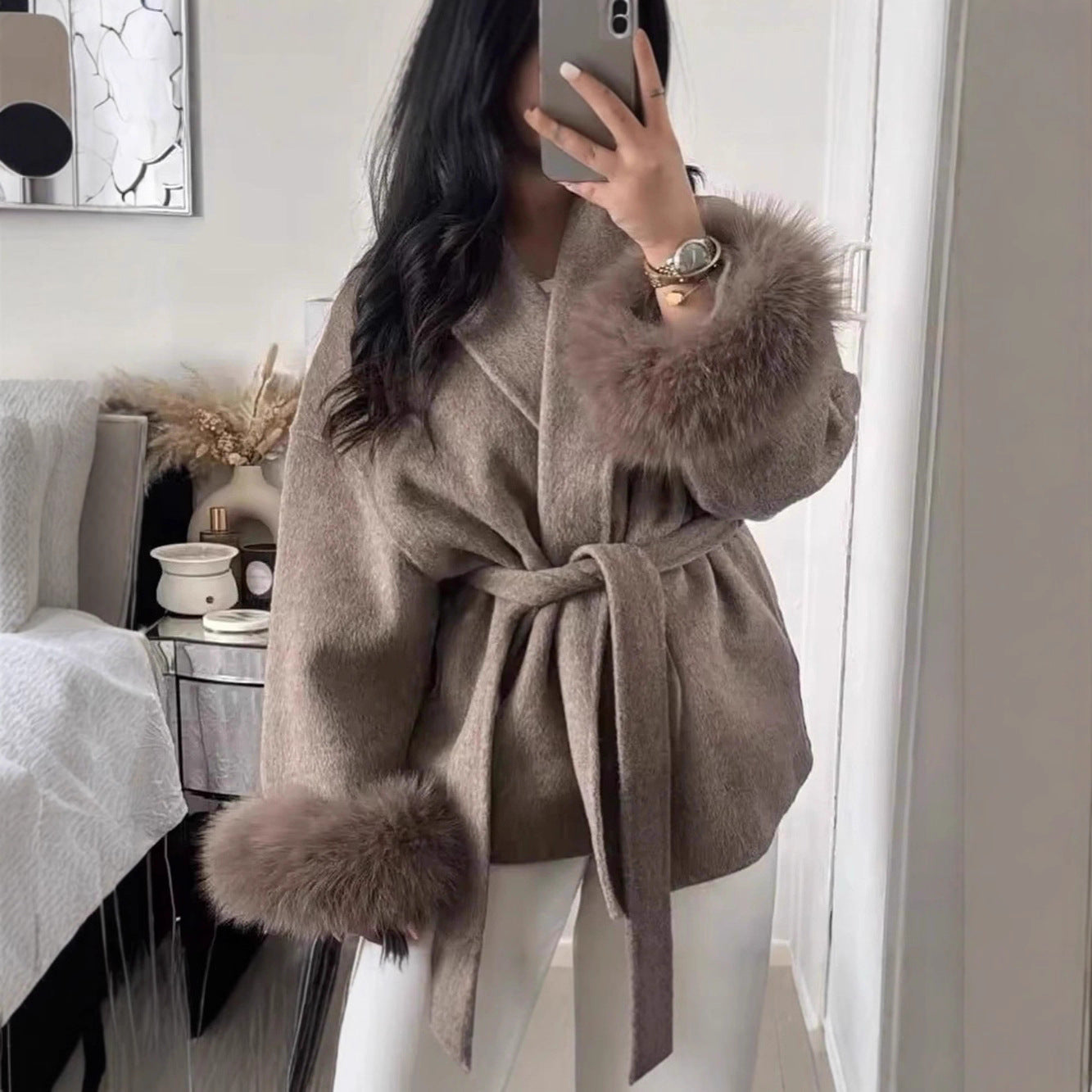 Classic Belted Wool Trench Coat