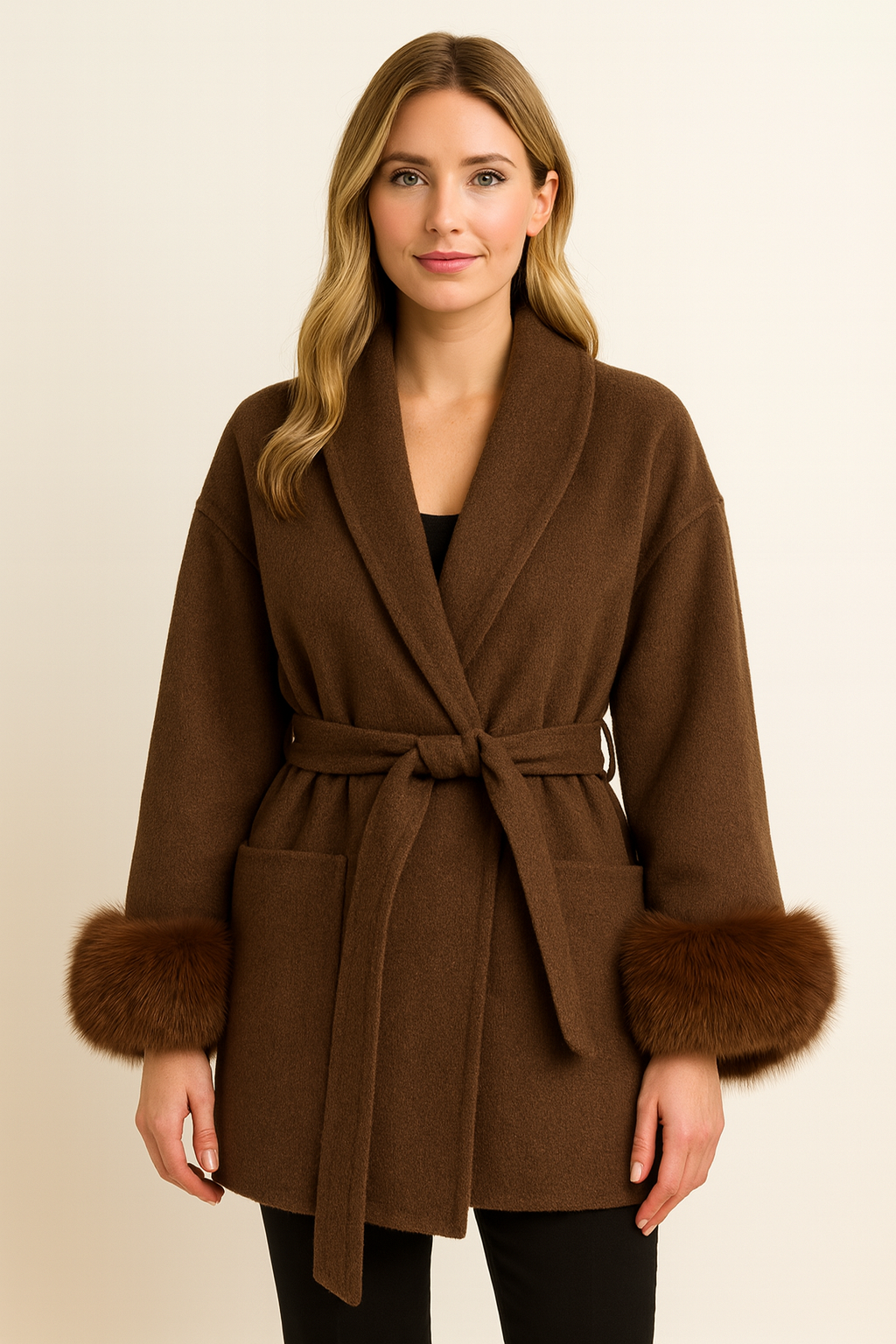 Classic Belted Wool Trench Coat