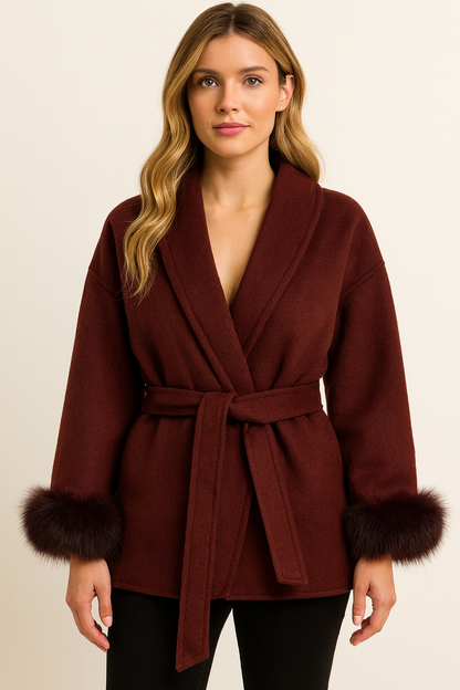 Classic Belted Wool Trench Coat
