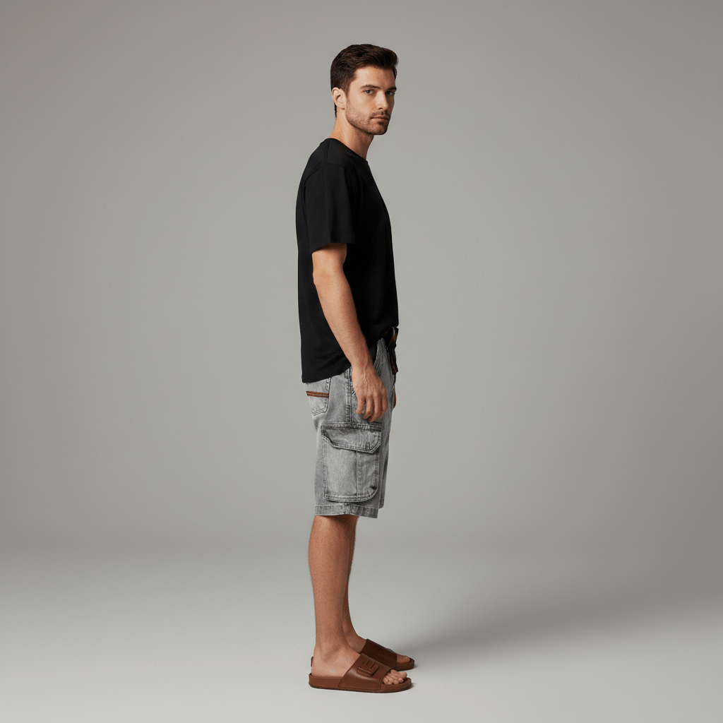Relaxed Fit Cargo Shorts with Pockets and Adjustable Belt