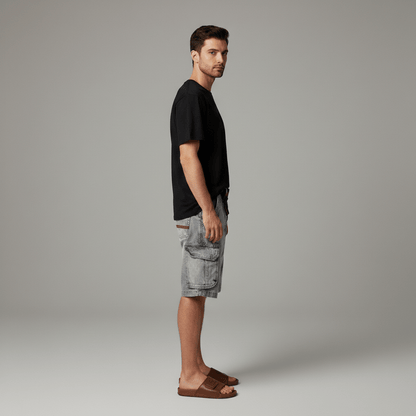 Relaxed Fit Cargo Shorts with Pockets and Adjustable Belt