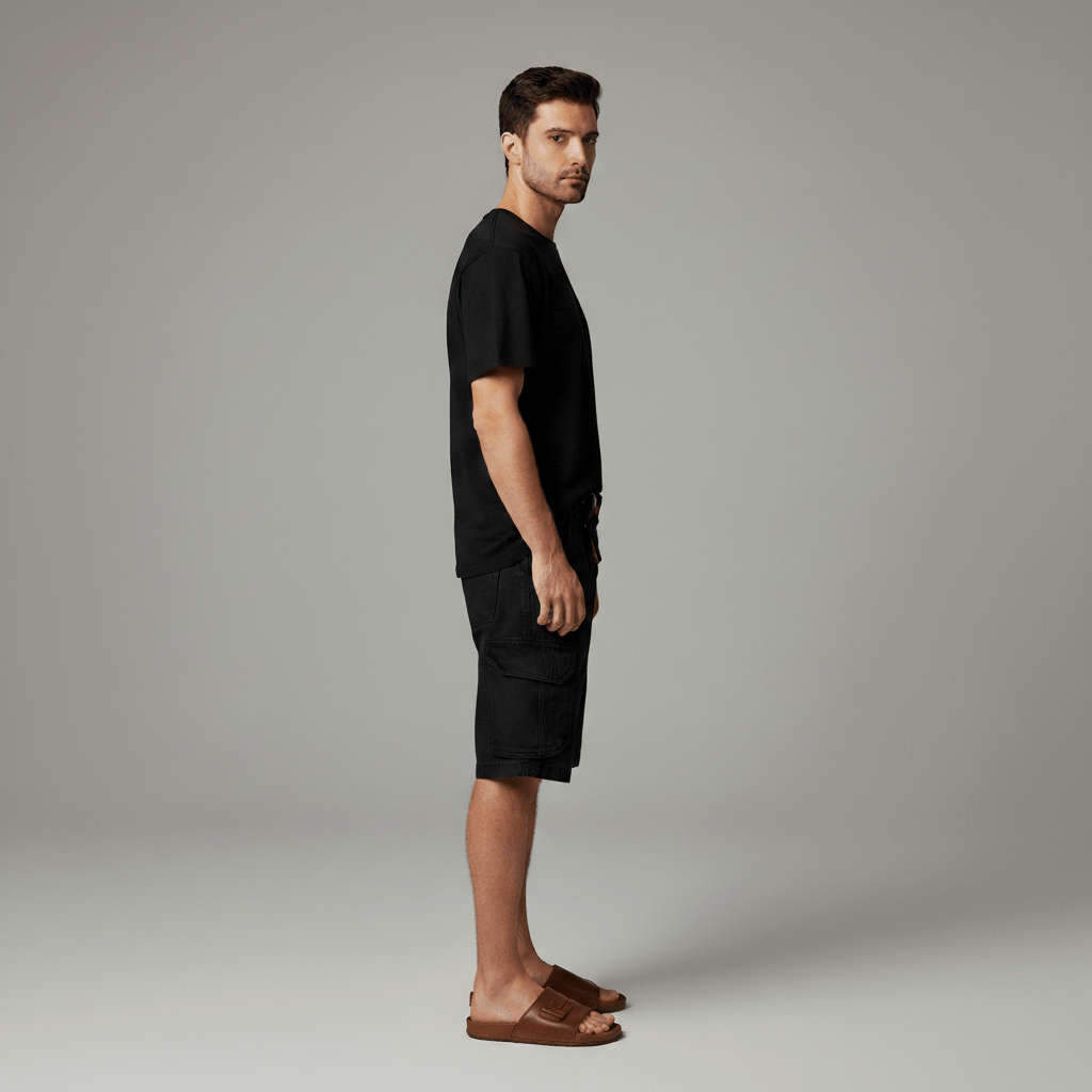 Relaxed Fit Cargo Shorts with Pockets and Adjustable Belt