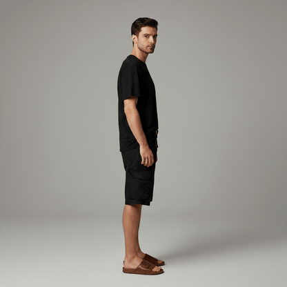 Relaxed Fit Cargo Shorts with Pockets and Adjustable Belt