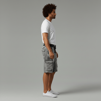 Relaxed Fit Cargo Shorts with Pockets and Adjustable Belt
