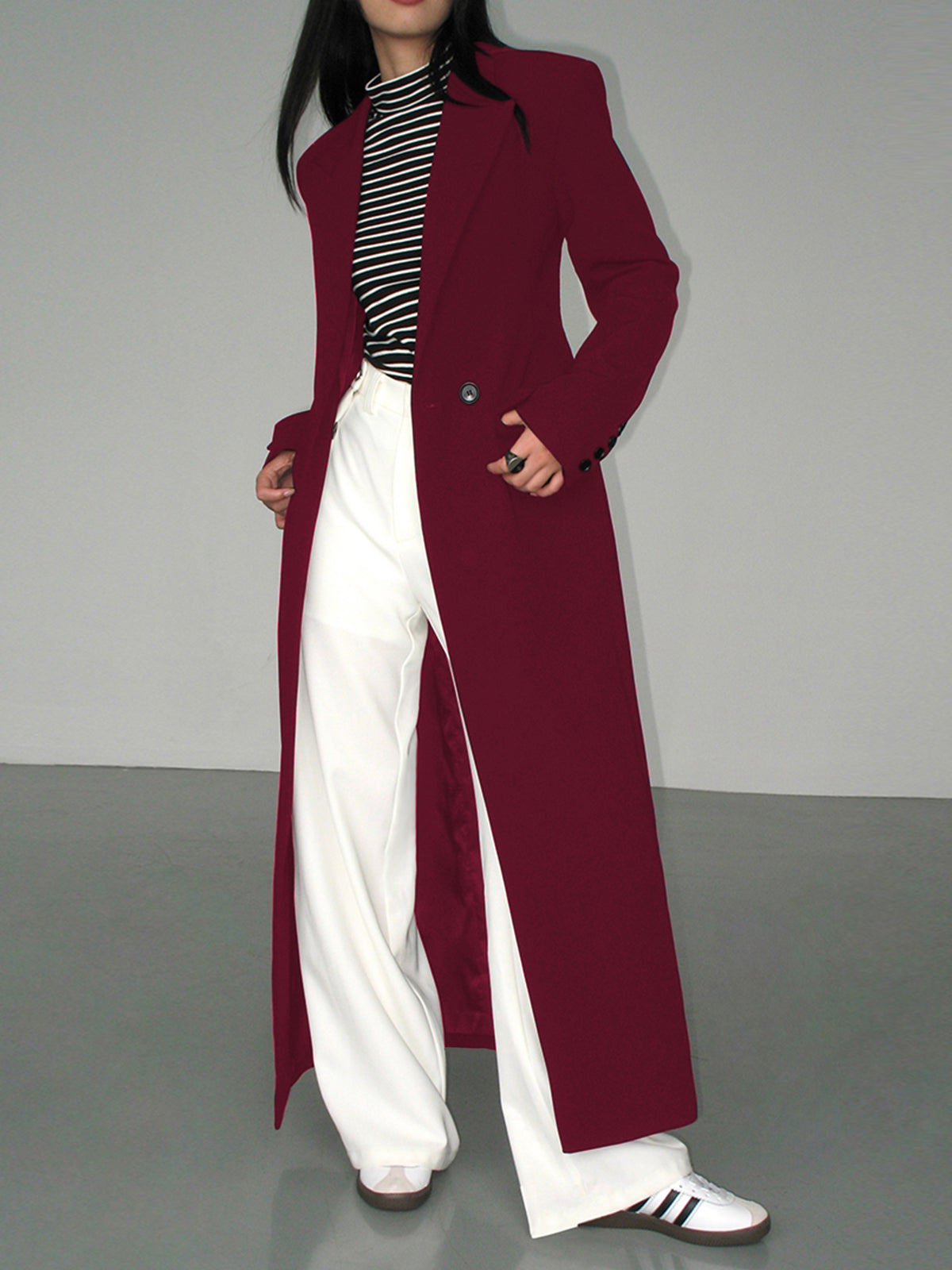 Stylish Collar Pocket Tailored Blazer Coat