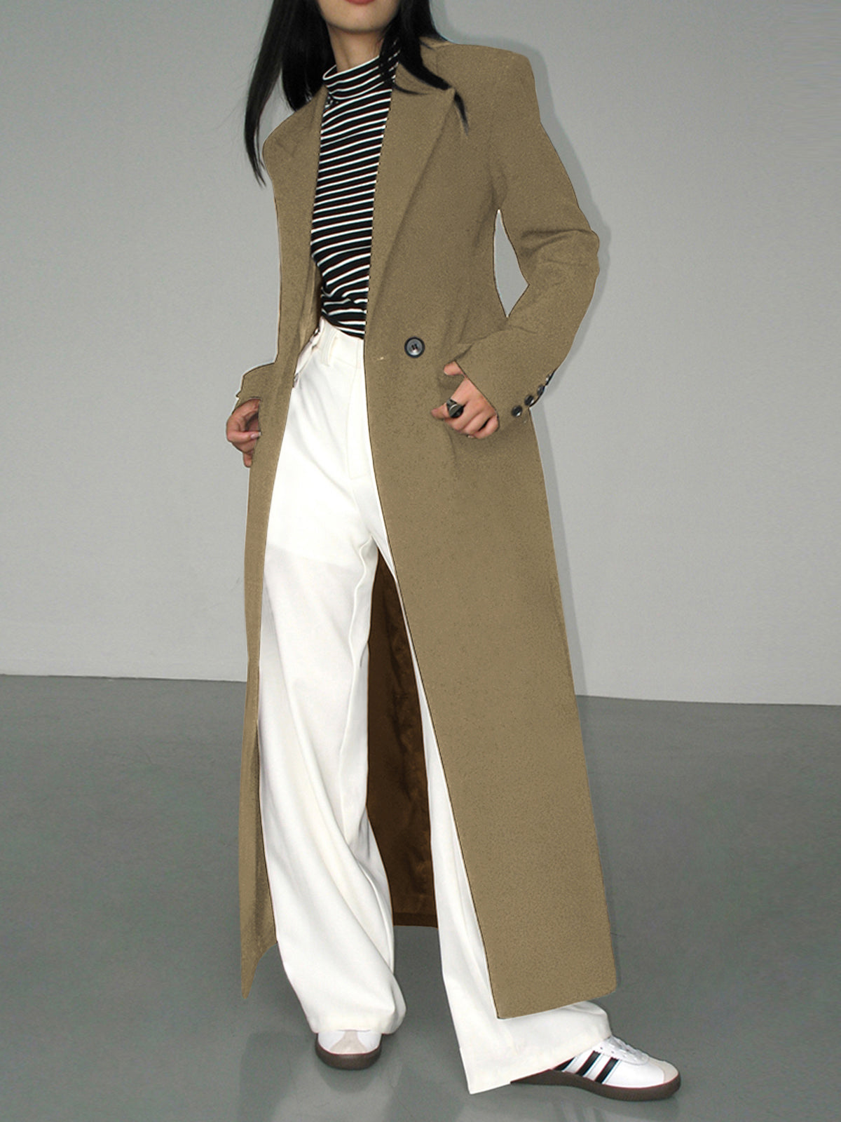 Stylish Collar Pocket Tailored Blazer Coat