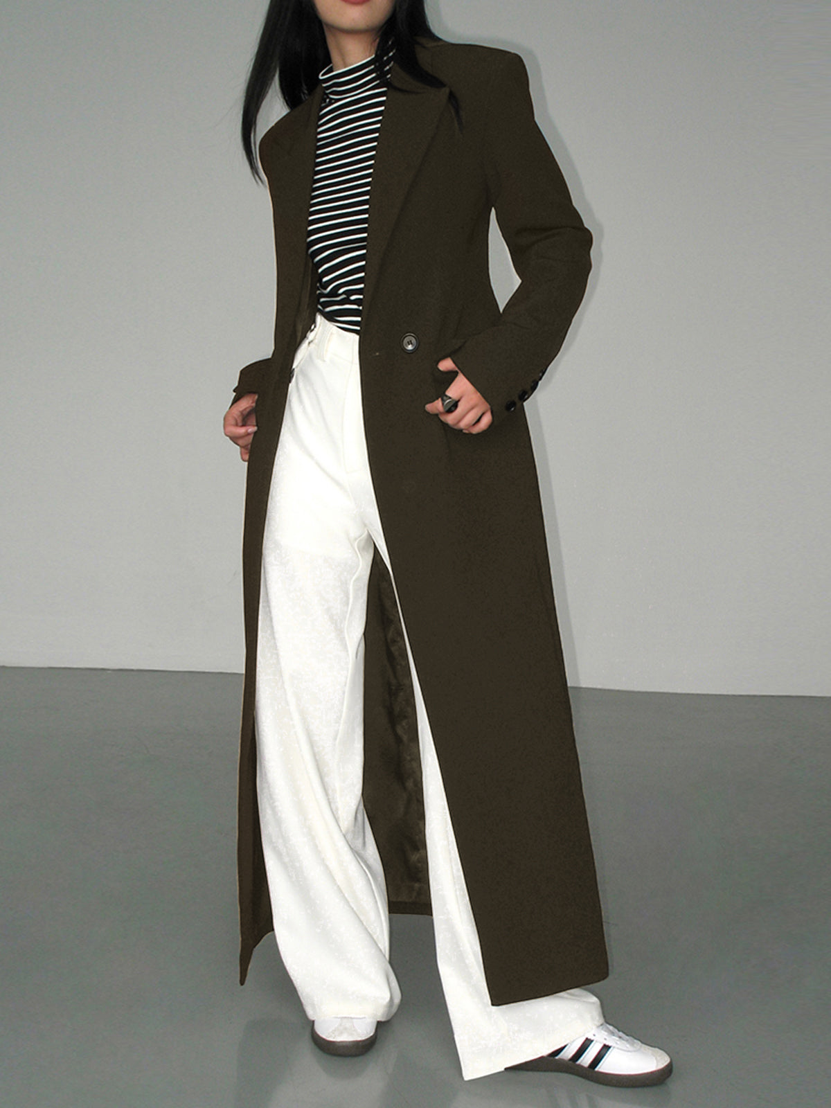 Stylish Collar Pocket Tailored Blazer Coat