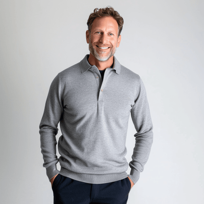 Warm Crew Neck Men's Polo Sweater - OutfitLondon