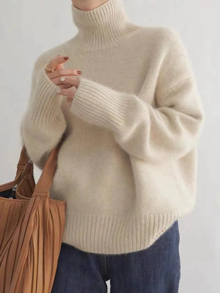 Warm High Neck Women's Sweater - OutfitLondon