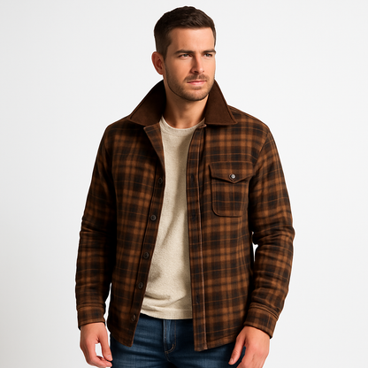 Warm Insulated Plaid Coat for Men - OutfitLondon