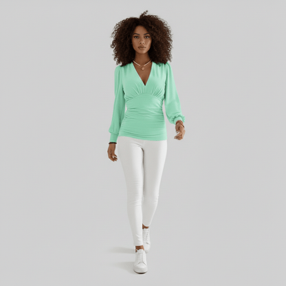 Feminine Ruffled Neckline Long Sleeve Women's Blouse