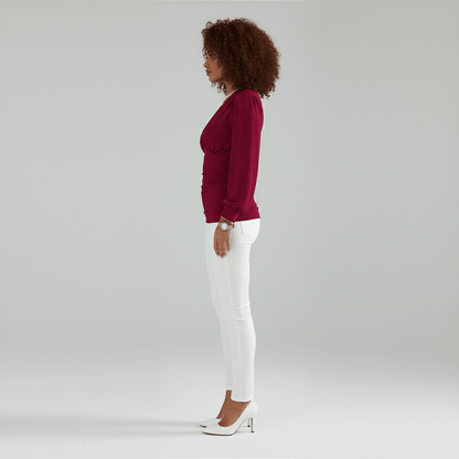 Feminine Ruffled Neckline Long Sleeve Women's Blouse