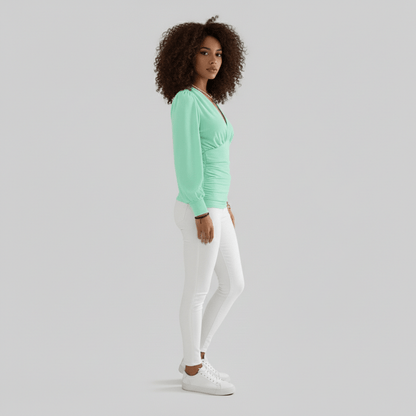 Feminine Ruffled Neckline Long Sleeve Women's Blouse