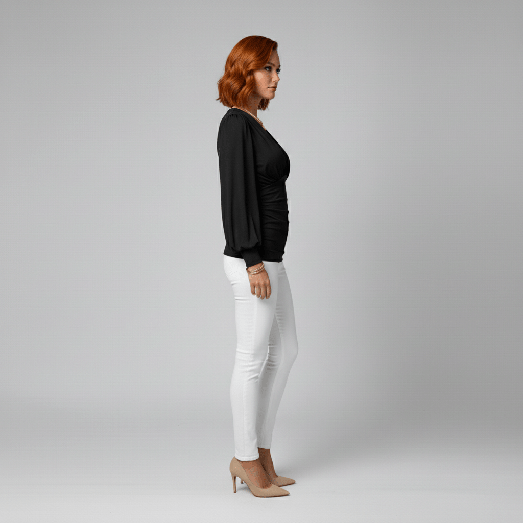 Feminine Ruffled Neckline Long Sleeve Women's Blouse