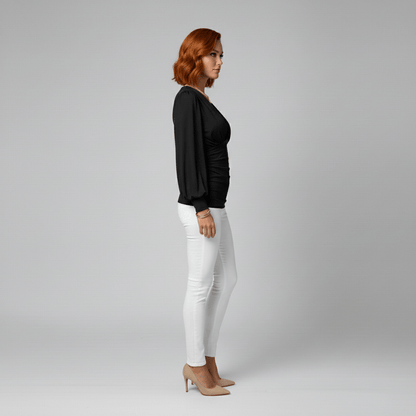 Feminine Ruffled Neckline Long Sleeve Women's Blouse