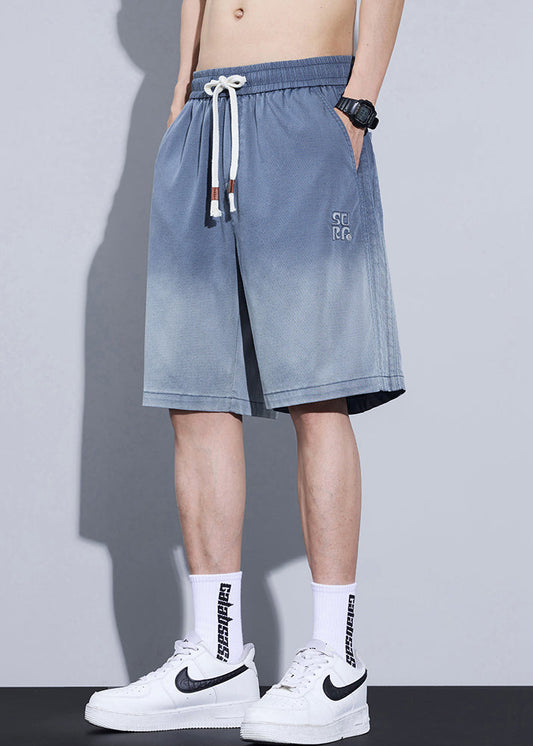 Men's Denim Shorts Elastic Waist Blue - OutfitLondon