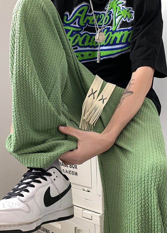 Mens Cotton Pants Grass Green Oversized Comfortable - OutfitLondon