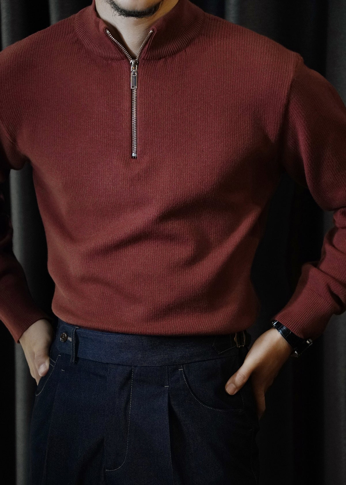 Men's Zip Up Knit Sweater Warm Winter Comfort - OutfitLondon