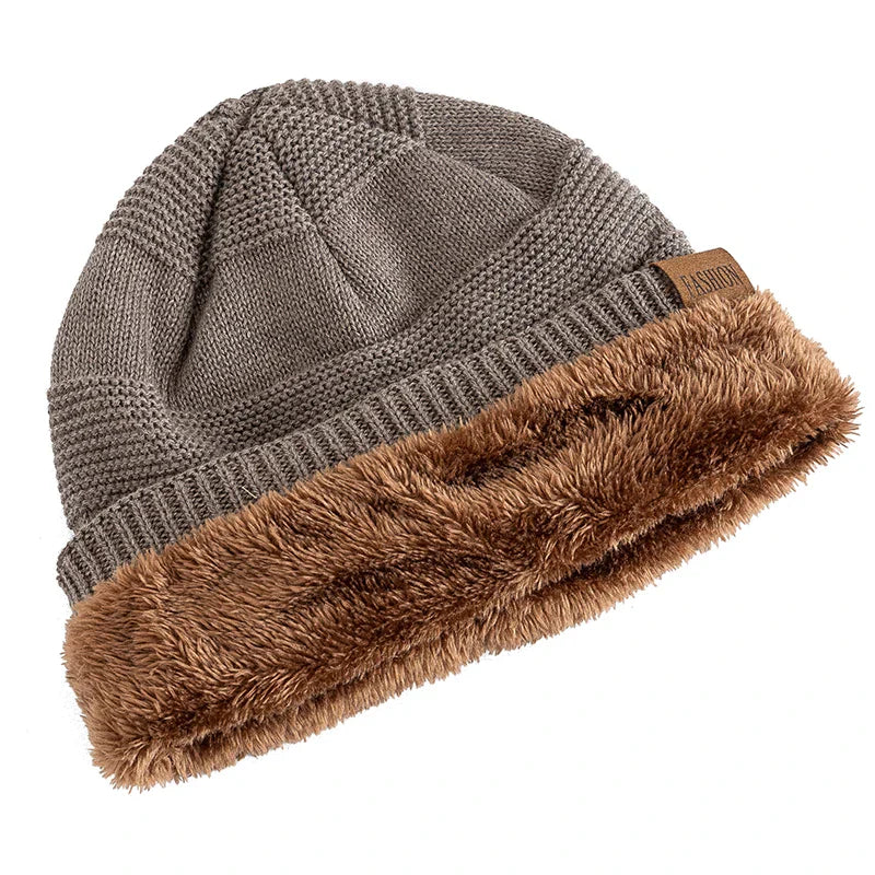 Faux Fur Lined Slouch Beanie